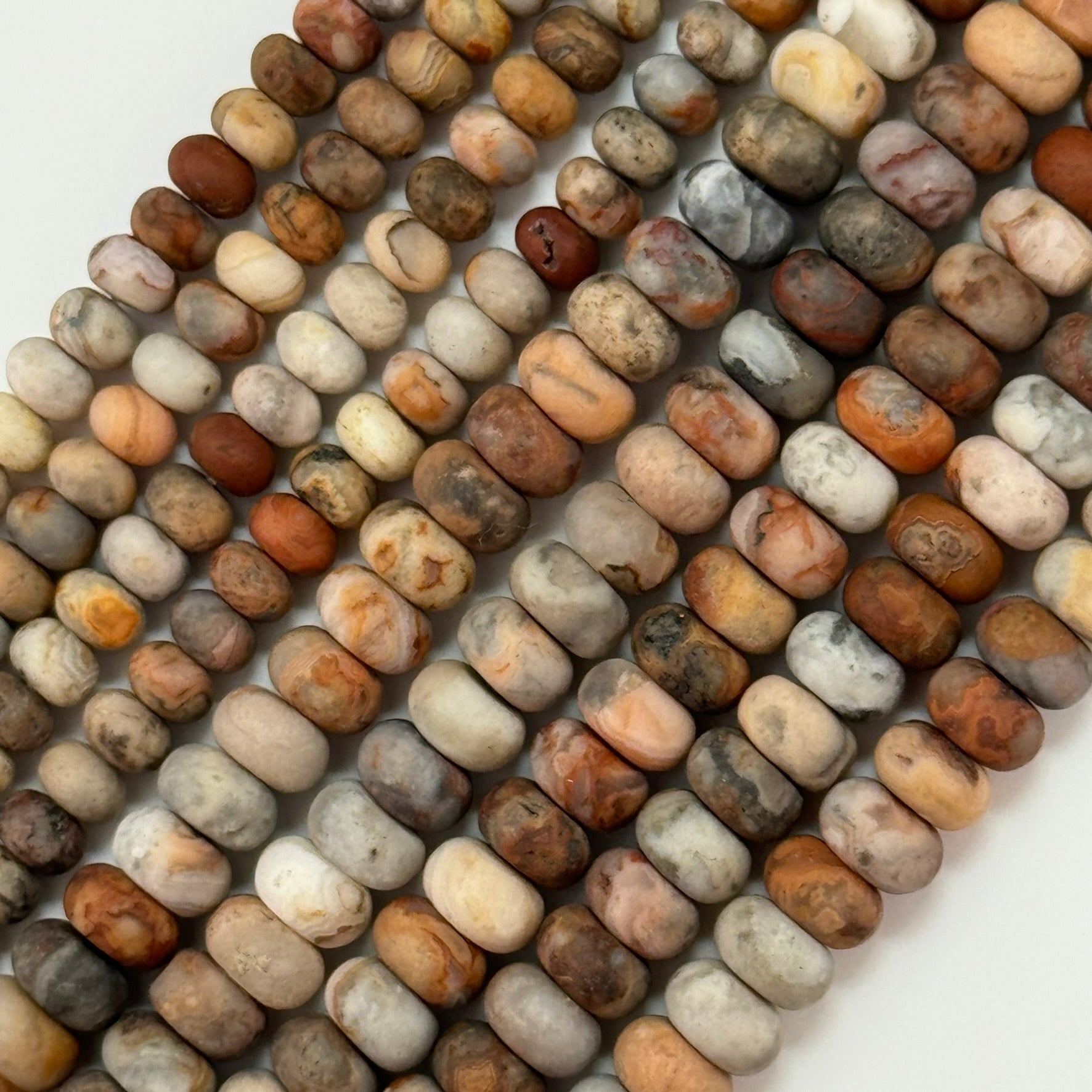 Orange Crazy Lace Agate Frosted Rondelle Beads image 0