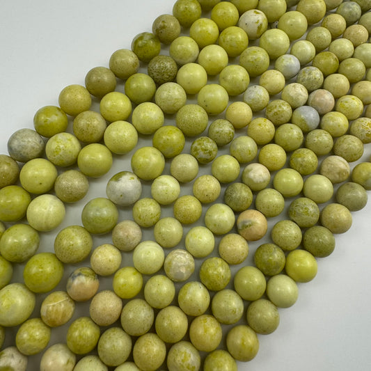 Lemon Serpentine Polished Round Beads image 0