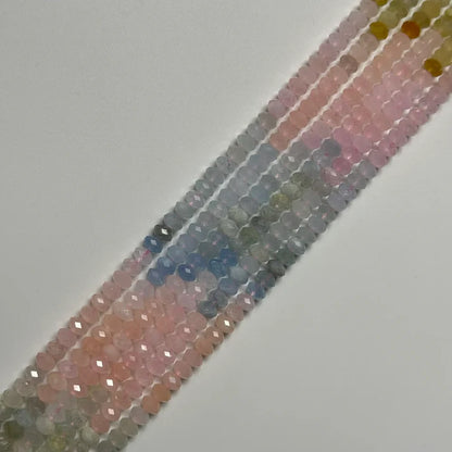 Aquamarine Morganite Faceted Rondelle Beads