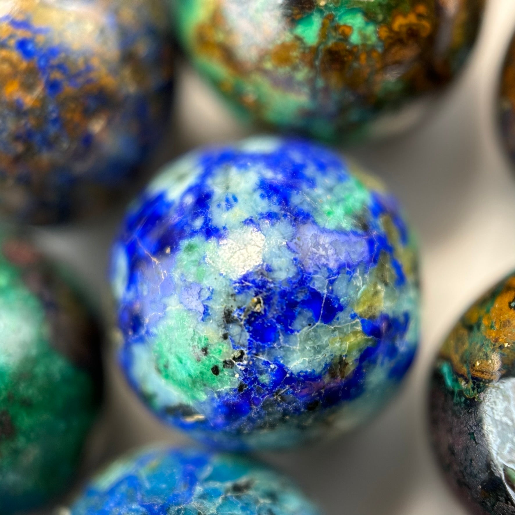 Azurite-Malachite AA Polished Round Beads image 9