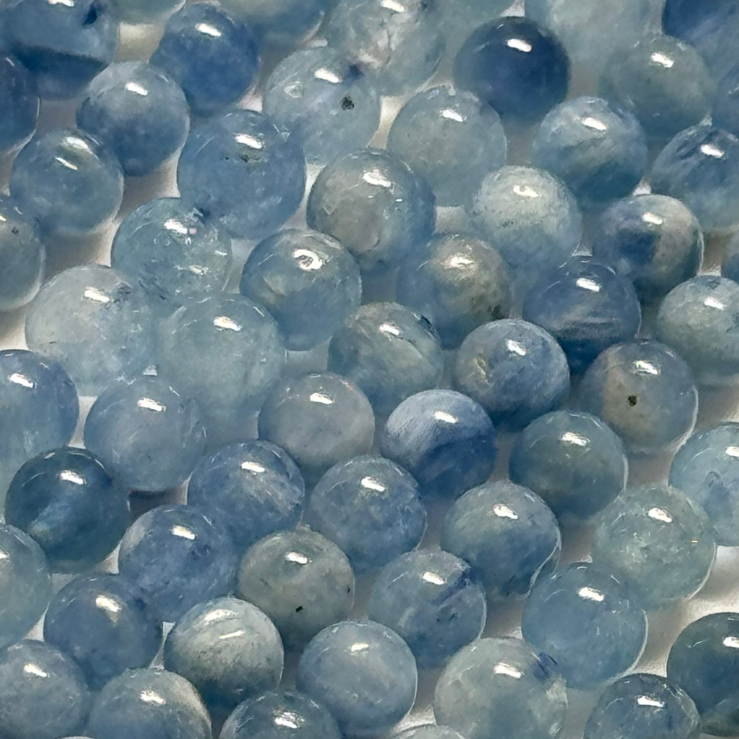 Aquamarine Polished Round Gemstone Beads - A Quality image 1