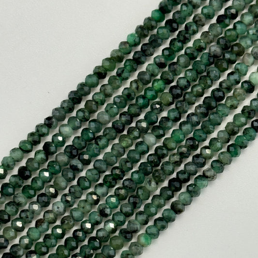 Emerald Faceted Precious Stone Beads - Rondelle Shape