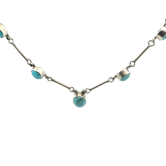 Persian Natural Turquoise Necklace – Handmade 925 Sterling Silver Jewelry