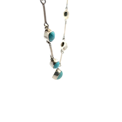 Persian Natural Turquoise Necklace – Handmade 925 Sterling Silver Jewelry