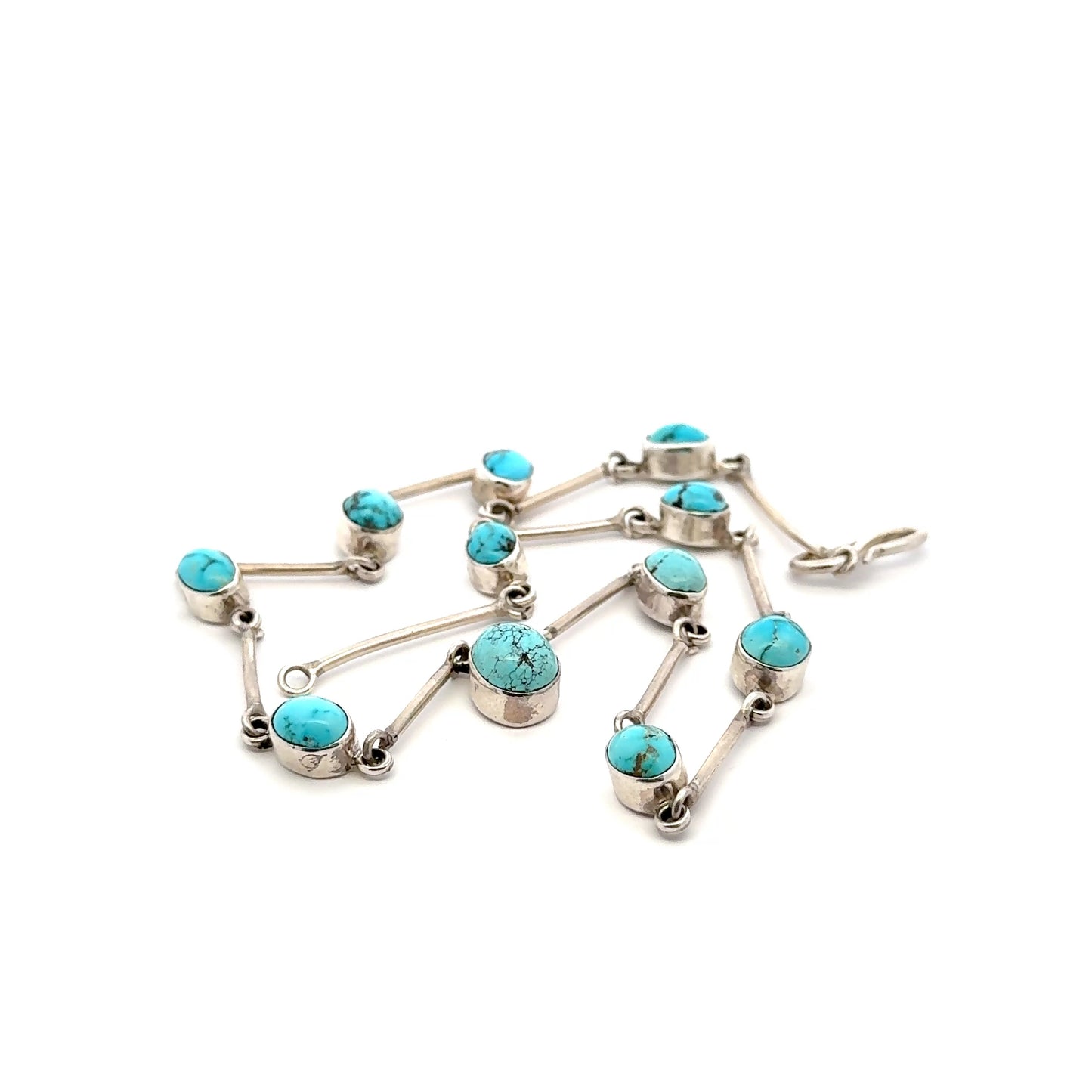 Persian Natural Turquoise Necklace – Handmade 925 Sterling Silver Jewelry