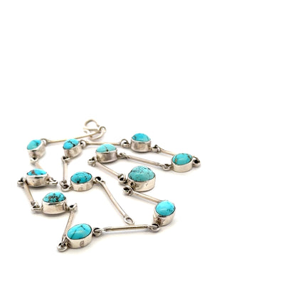 Persian Natural Turquoise Necklace – Handmade 925 Sterling Silver Jewelry