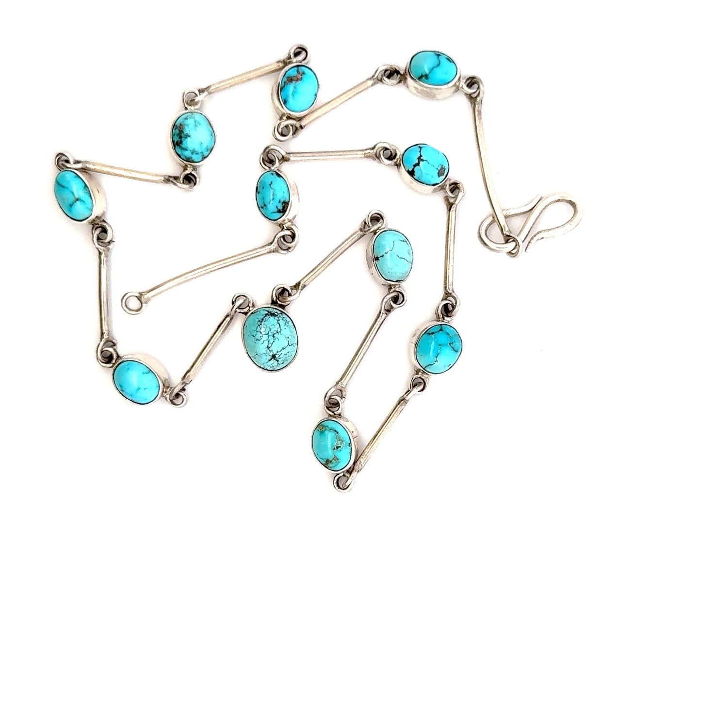 Persian Natural Turquoise Necklace – Handmade 925 Sterling Silver Jewelry