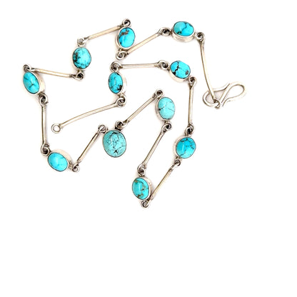 Persian Natural Turquoise Necklace – Handmade 925 Sterling Silver Jewelry