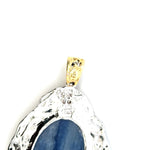 Double-Sided Kyanite Pendant – Handmade 18K Gold & Black Rhodium Plated Design