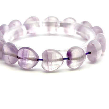 Purple Fluorite Heart Shaped Bracelet – Natural Gemstone Jewelry - (AA Quality)