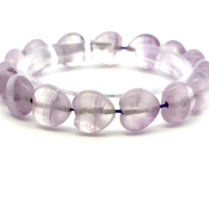 Purple Fluorite Heart Shaped Bracelet – Natural Gemstone Jewelry - (AA Quality)