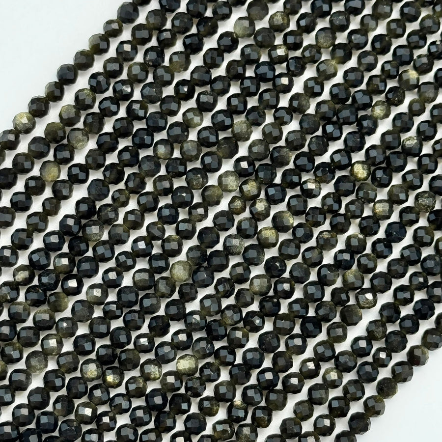 Gold Sheen Obsidian Faceted Round Beads image 0