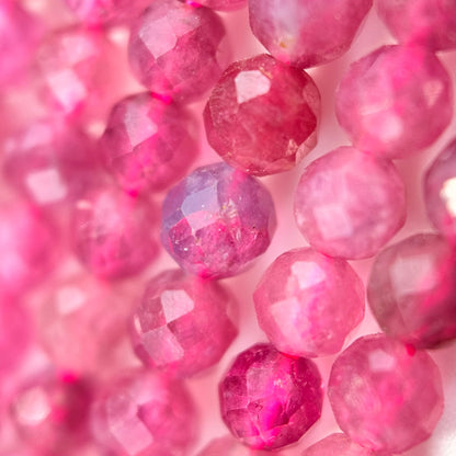 Pink Tourmaline Faceted Round Beads image 4