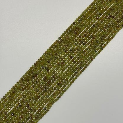 Faceted Green Garnet Beads - Round Shape