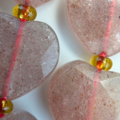 Strawberry Quartz Faceted Heart Shape Beads image 3