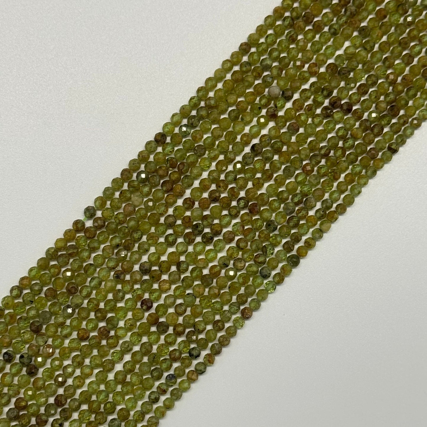 Faceted Green Garnet Beads - Round Shape