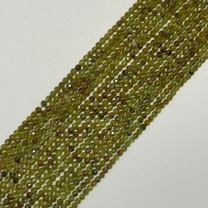 Faceted Green Garnet Beads - Round Shape