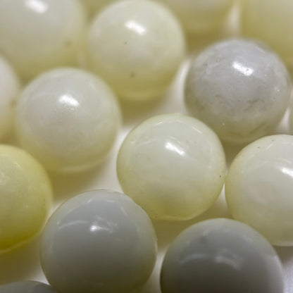 Light Lemon Serpentine Polished Round Beads image 3