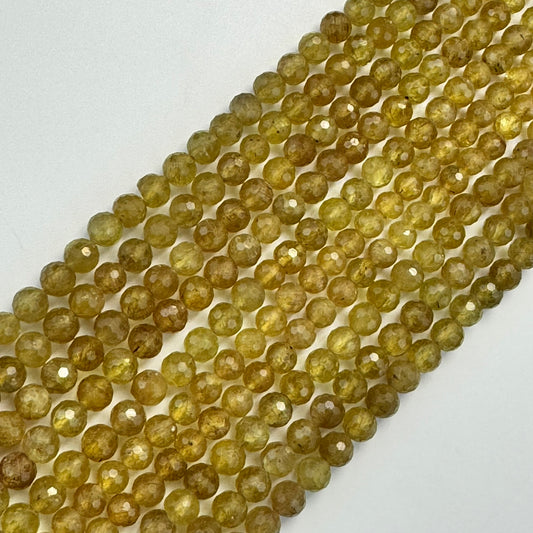 Yellow Apatite Faceted Round Beads