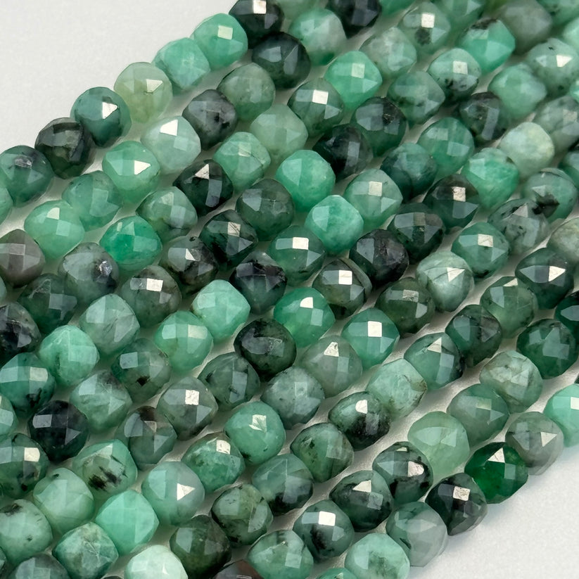 Faceted Square Semi Precious Stone Beads