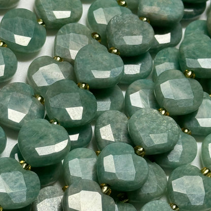 Brazilian Amazonite AAAA Faceted Heart Shape Gemstone Beads image 2