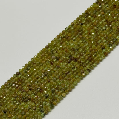 Faceted Green Garnet Beads - Round Shape