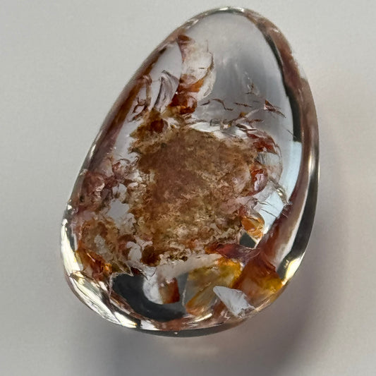 Quartz Cabochon with Amazing Lepidocrocite Inclusion Mirror-Like Inclusion image 0