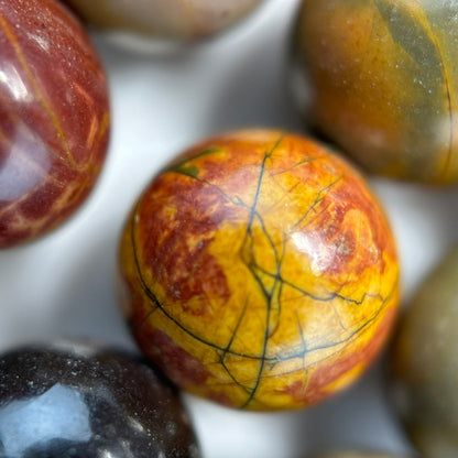 Red Polychrome Jasper Polished Round Beads image 2