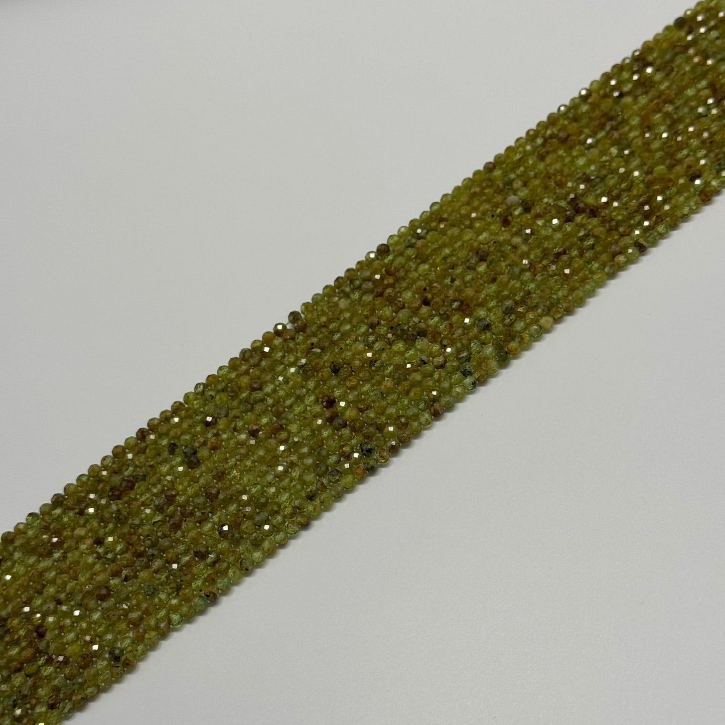 Faceted Green Garnet Beads - Round Shape