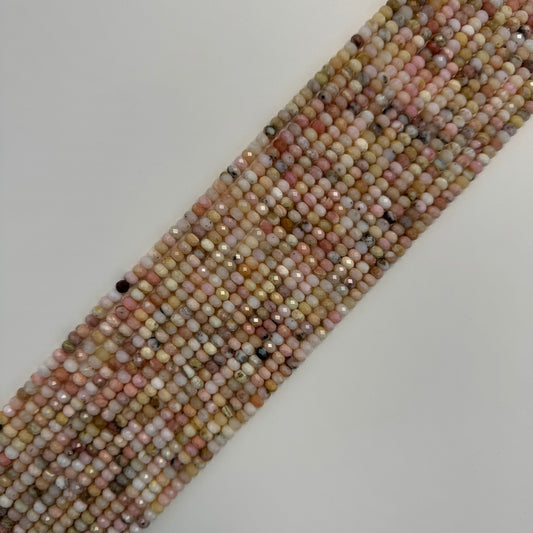 Pink Opal Faceted Rondelle Beads - (A Quality)