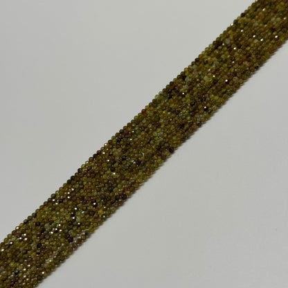 Faceted Green Garnet Beads - Round Shape