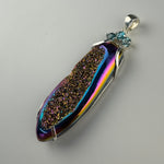 Titanium-Coated Druzy Pendant with Three Blue Zircons image 6
