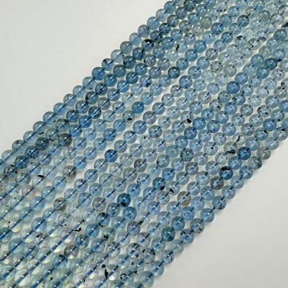 Aquamarine Polished Round Gemstone Beads (6mm) - AAA Quality image 0