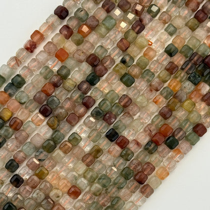 Multicolor Rutilated Quartz Square Beads image 0