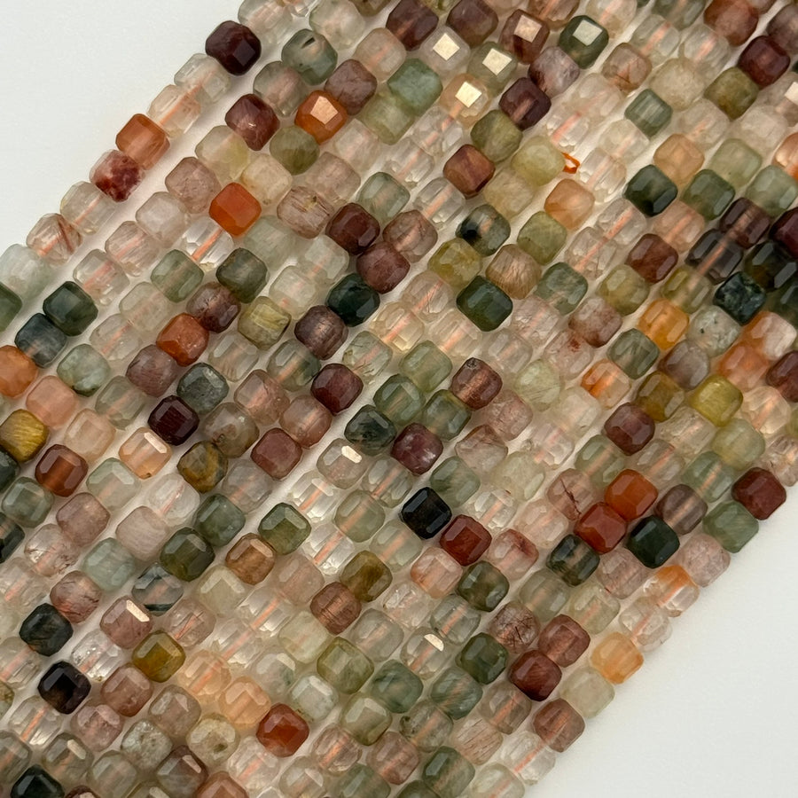 Multicolor Rutilated Quartz Square Beads image 0