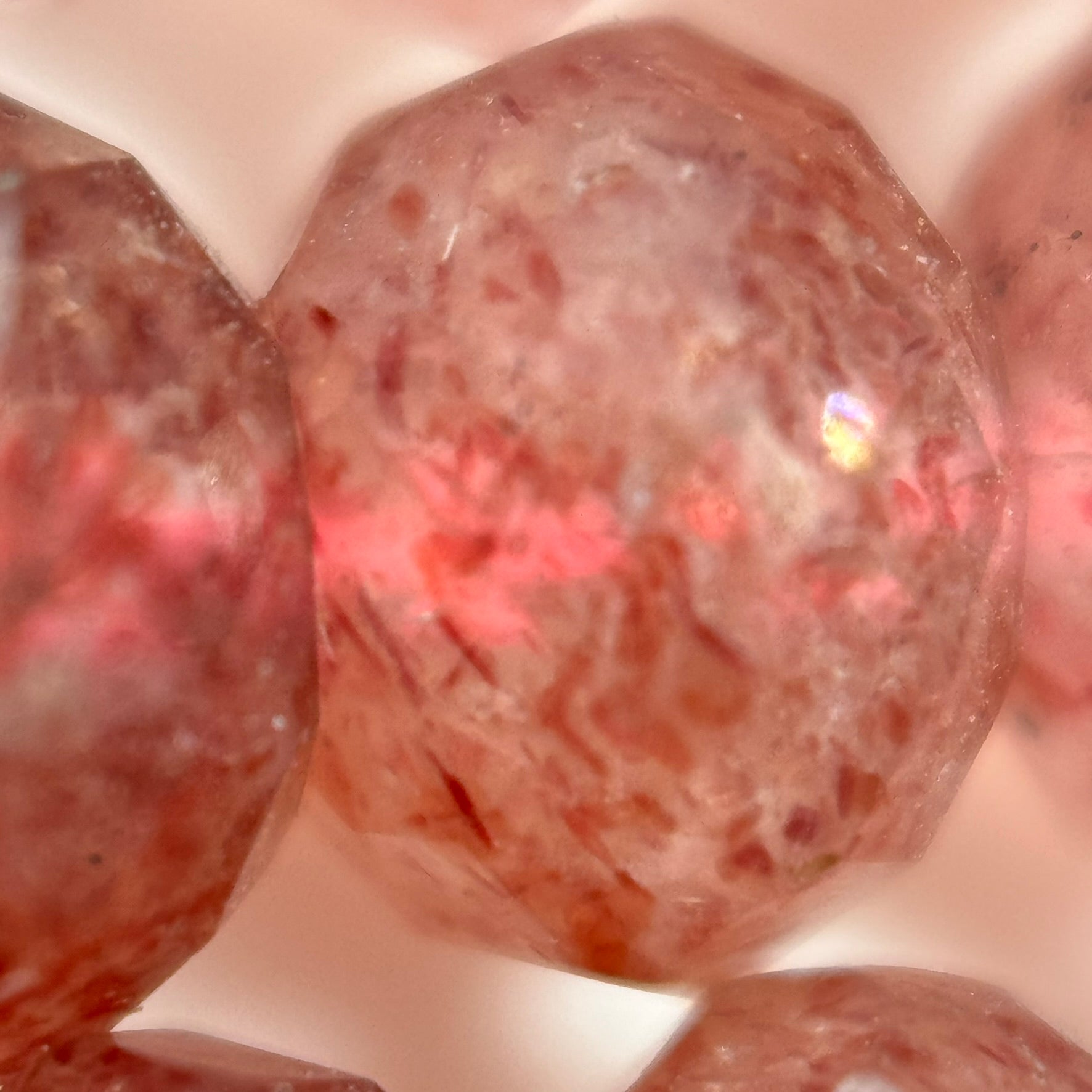 Faceted Strawberry Quartz Rondelle Beads (6x4mm) image 4