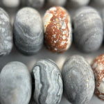 Grey Crazy Lace Agate  Frosted Rondelle Bead image 1
