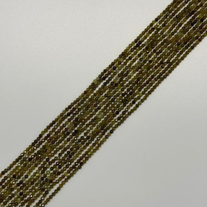 Faceted Green Garnet Beads - Round Shape