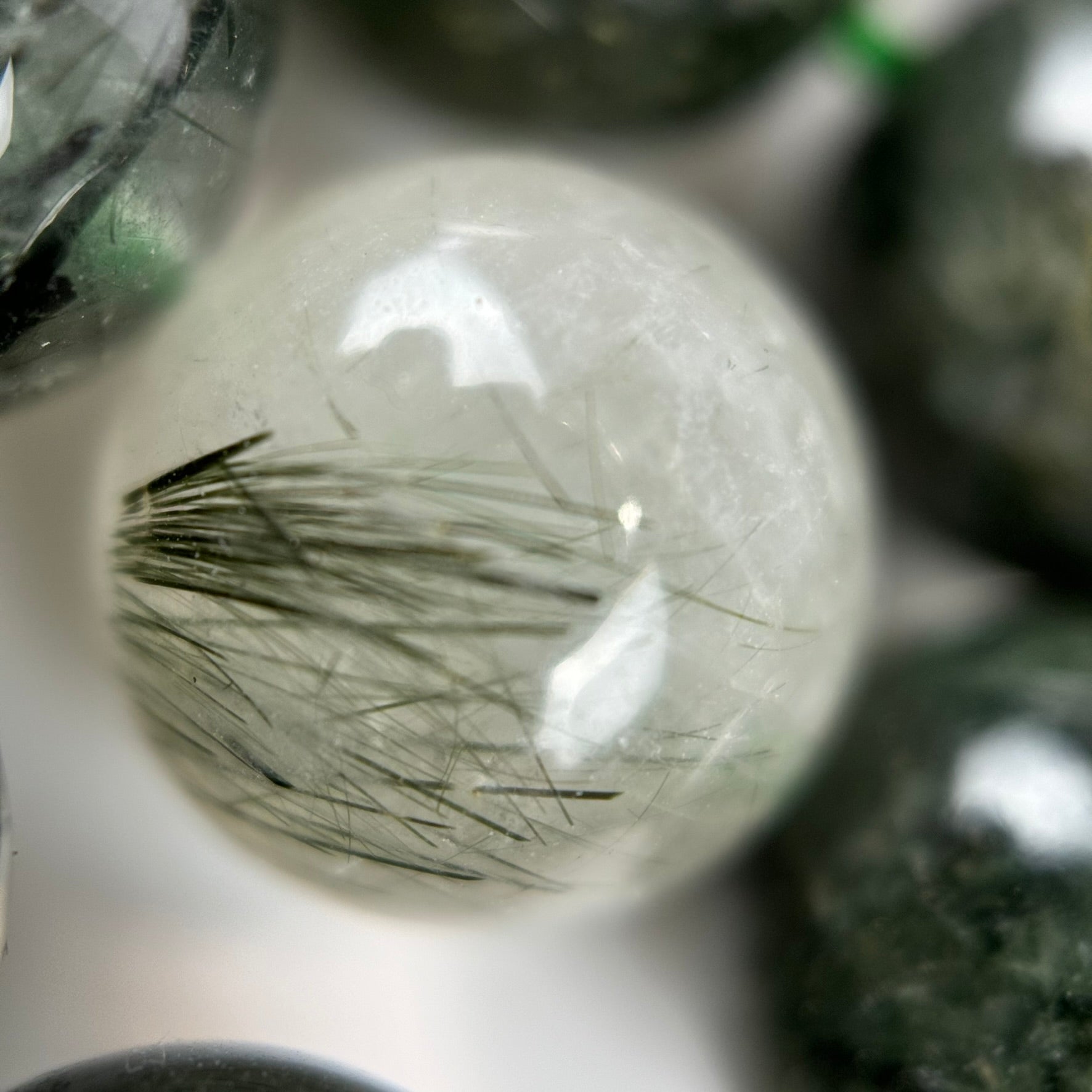 Green Rutilated Quartz Polish Round Beads image 7