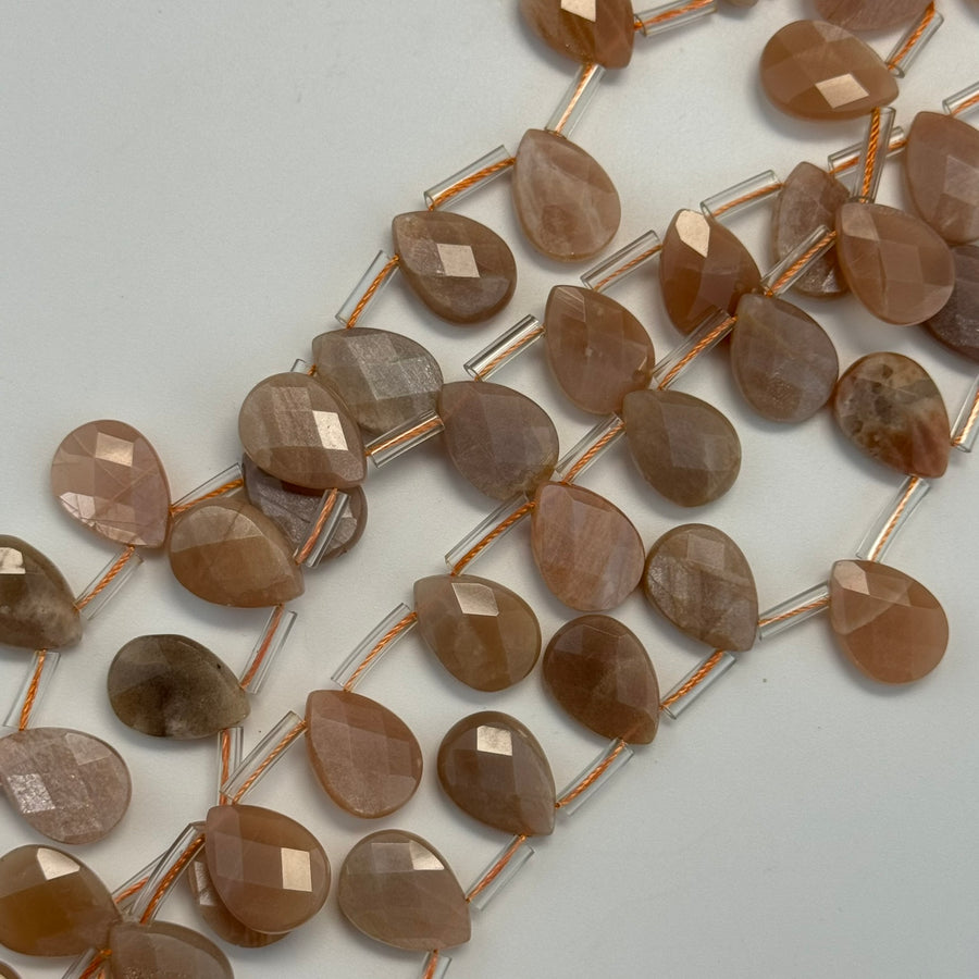 Sunstone Moonstone Faceted Pear Shape Beads image 0