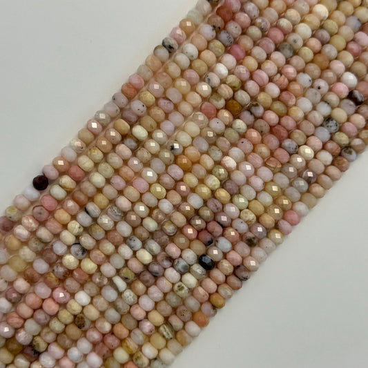Pink Opal Faceted Rondelle Beads - (A Quality)