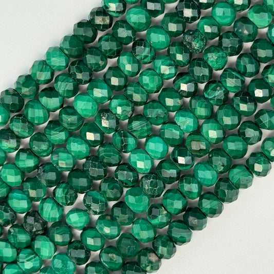 Malachite Beads - Faceted Rondelle