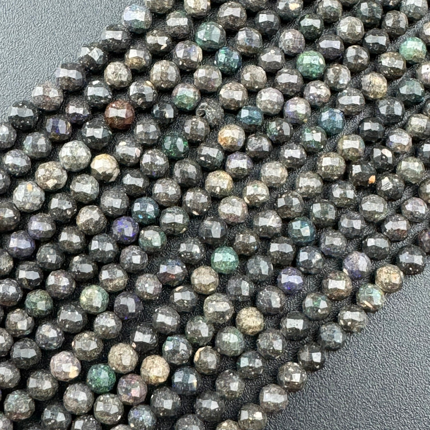 Black Opal Faceted Round Beads image 0