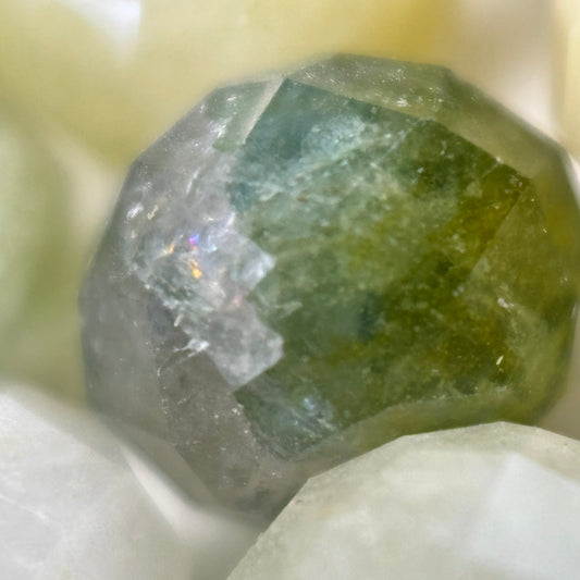 Aquamarine Green Faceted Rondelle Gemstone Beads - (A Quality)