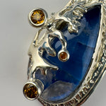 Rainbow Moonstone Coral Reef Pendant with Three Yellow Sapphires image 1