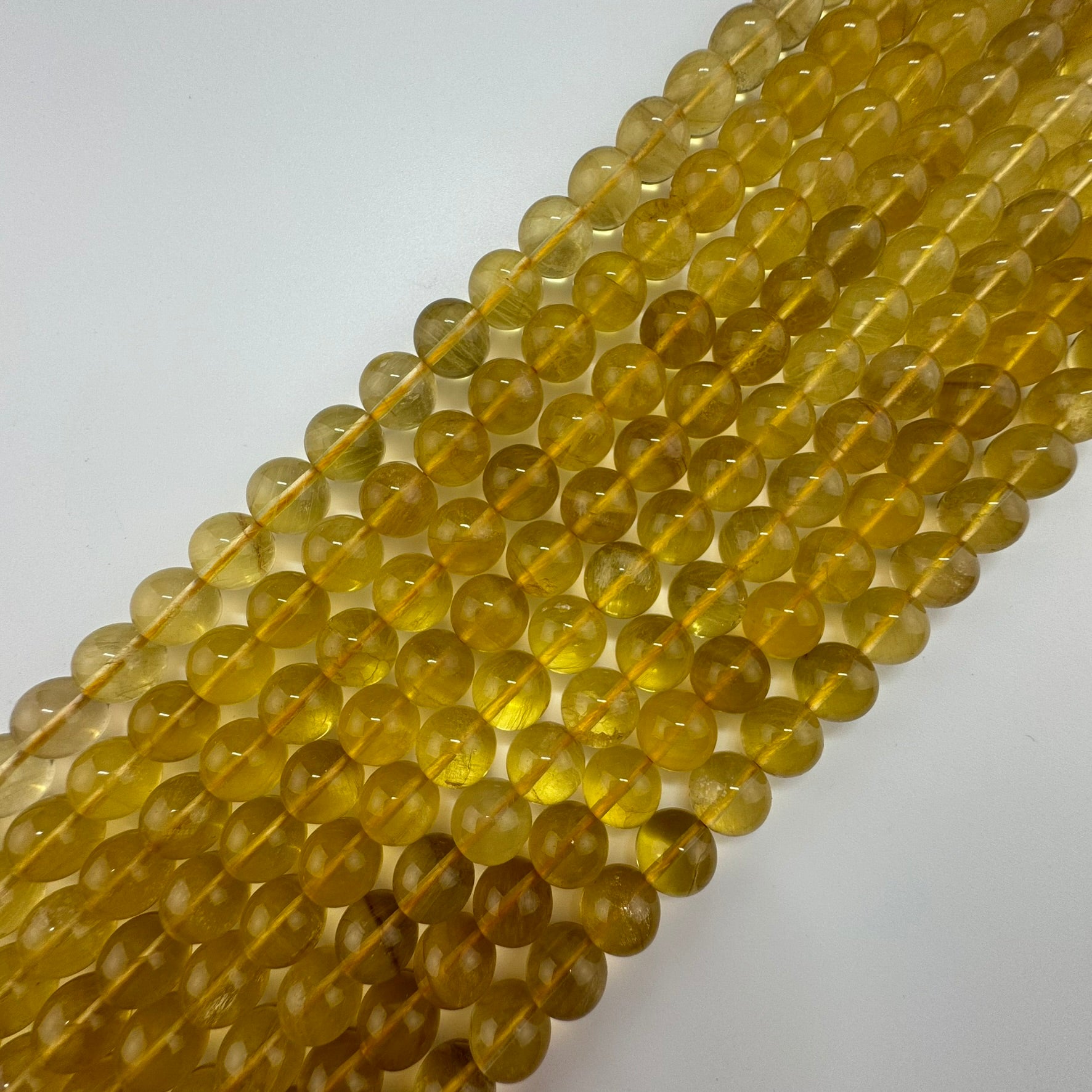 Yellow Fluorite AAA Polished  Round Beads image 6