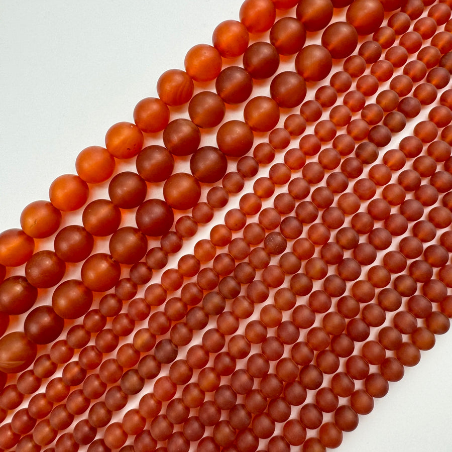 Carnelian Frosted Round Beads image 0