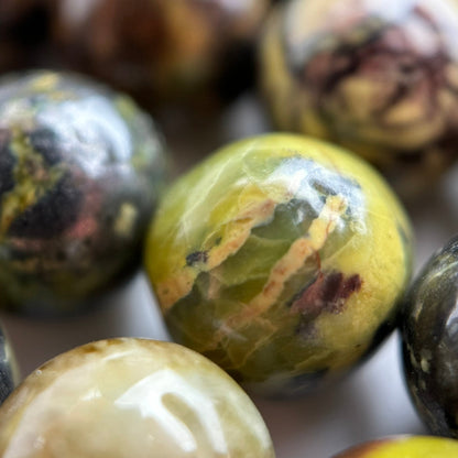 Green Dendritic Opal Polished Round Beads image 5