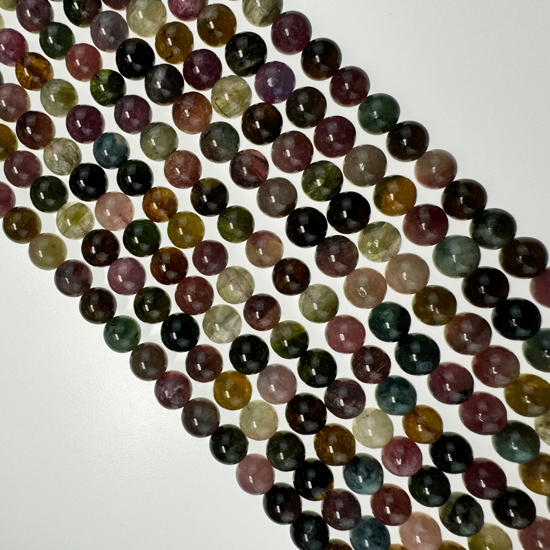 Tourmaline Polished Round Beads  - A Quality image 1