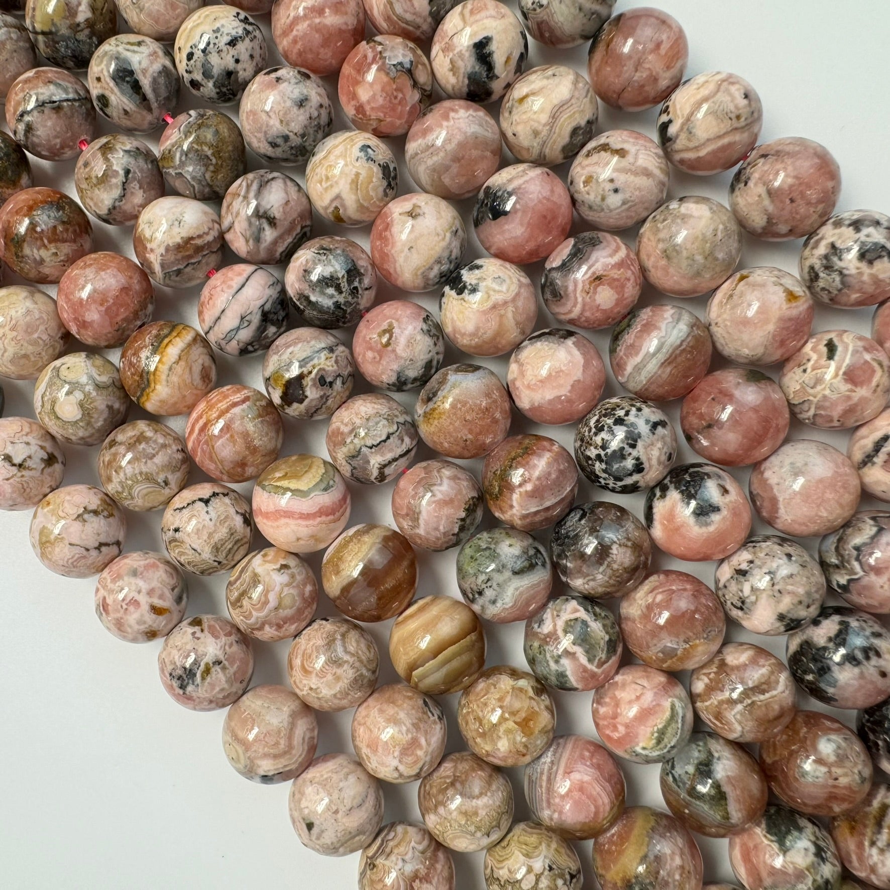 Dendritic Rhodochrosite Polished Round Beads image 8